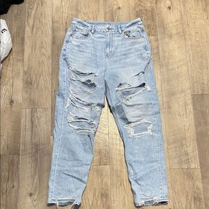 American Eagle Light Blue Mom Distressed Jeans